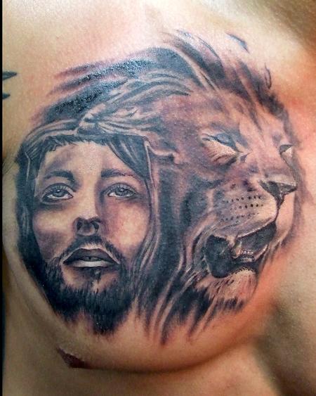 Tattoos - Jesus and Lion - 77365
